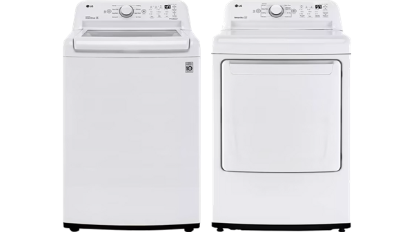 LG + 4.3 cu. ft. Top Load Washer with Agitator and 7.3 cu. ft. Electric Dryer with Sensor Dry