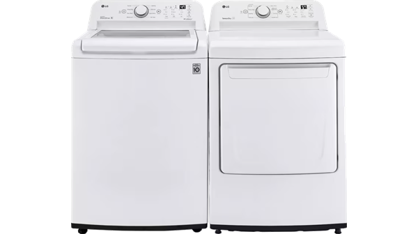 LG + 4.3 cu. ft. Top Load Washer with Agitator and 7.3 cu. ft. Gas Dryer with Sensor Dry