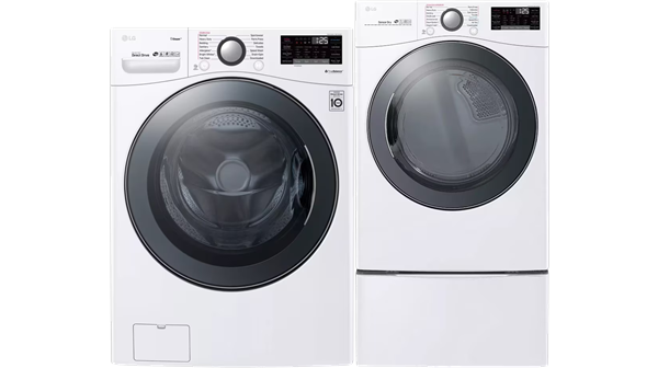 LG + 4.5 cu. ft. Front Load Washer and 7.4 cu. ft. Electric Dryer