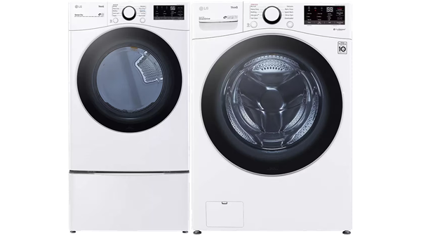 LG + 4.5 cu. ft. Front Load Washer with Steam Technology and 7.4 cu. ft. Electric Dryer