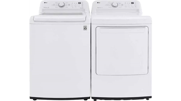 LG + 4.5 cu. ft. Rear Control Top Load Washer and 7.3 cu. ft. Rear Control Electric Dryer with Sensor Dry