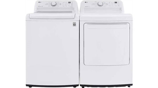 LG + 4.5 cu. ft. Rear Control Top Load Washer and 7.3 cu. ft. Rear Control Gas Dryer with Sensor Dry