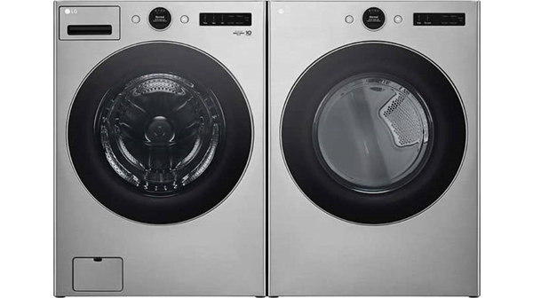 LG + 4.5 cu. ft. Smart Front Load Washer with TurboWash and 7.4 cu. ft. Electric Dryer with AI Sensor Dry
