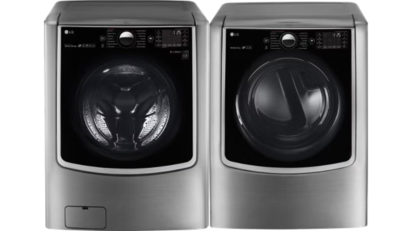 LG + 5.2 cu. ft. Front Load Washer TurboWash and 9.0 cu. ft. Electric Dryer with TurboSteam