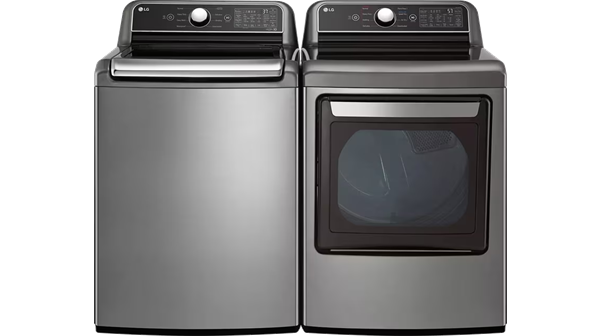LG + 5.3 cu. ft. Washer with 4-Way Agitator and 7.3 cu. ft. Electric Dryer with EasyLoad Door
