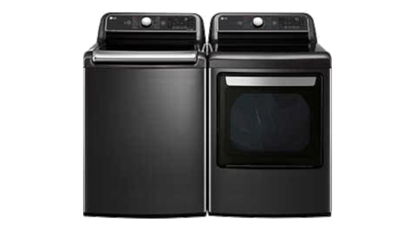 LG + 5.5 cu. ft. Top Load Washer with Allergiene Cycle and 7.3 cu. ft. Electric Dryer with TurboSteam