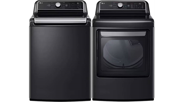 LG + 5.5 cu. ft. Mega Capacity Top Load Washer and 7.3 cu. ft. Ultra Large Capacity Gas Dryer