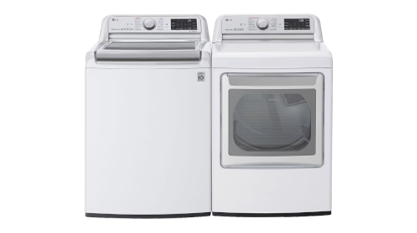 LG + 5.5 cu. ft. Wi-Fi Enabled Top Load Washer and 7.3 cu. ft. Wi-Fi Enabled Dryer with TrueSteam