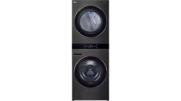 LG + WashTower with Center Control 5.0 cu. ft. Washer and 7.4 cu. ft. Gas Dryer with TurboSteam